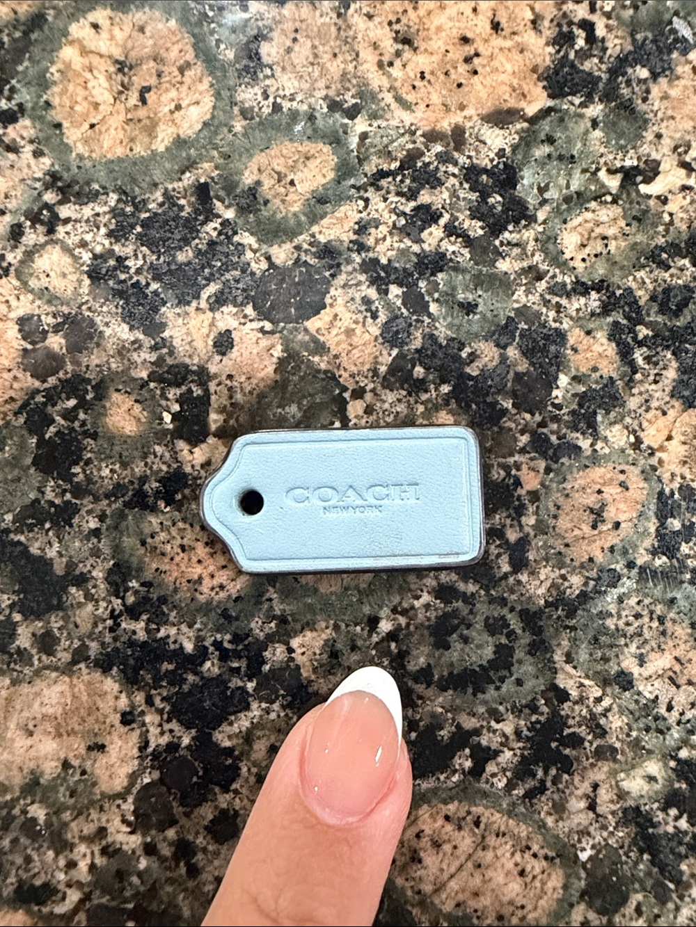 Coach Light Blue Leather Bag Tag